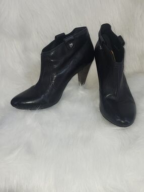Coach Aliza black leather high heel ankle booties, Size 10 Pull On New W/out Box
